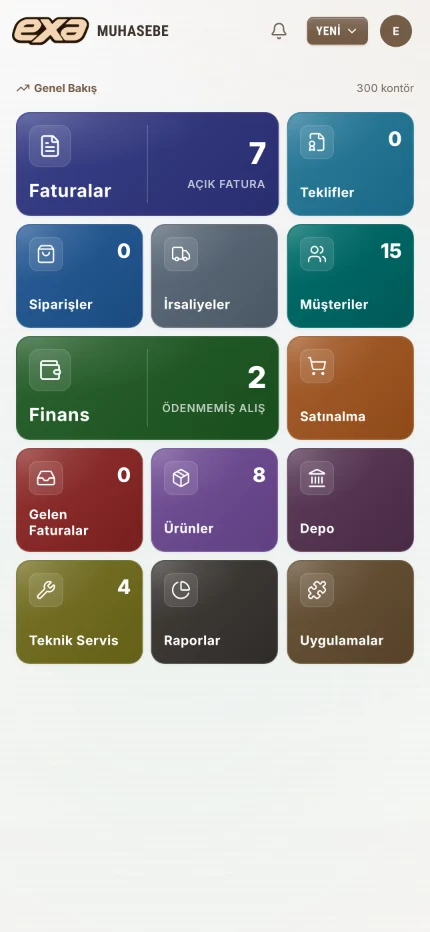 exa mobil erişim paneli